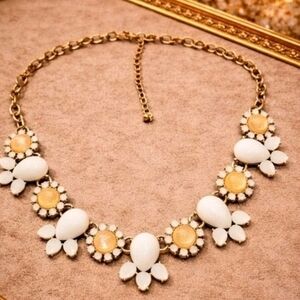 Chic Gold and White Floral Necklace